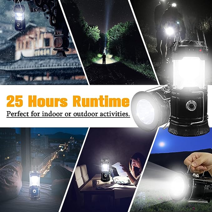 linterna LED recargable, linterna solar portátil, linterna impermeable para campamento